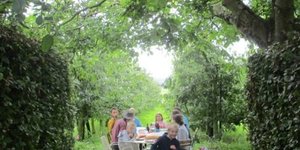 Verjaardag in de
boomgaard