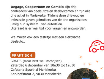 Workshop: autodelen in Mariakerke ( en
omgeving)